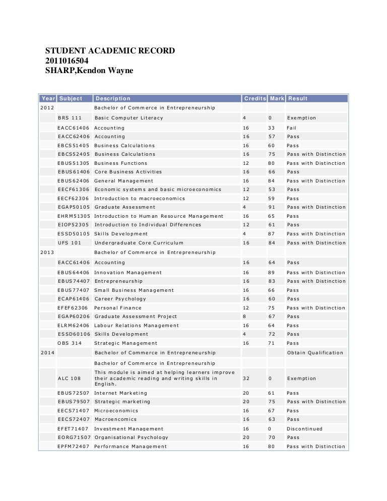 STUDENT ACADEMIC RECORD
