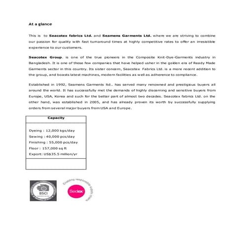SEACOTEX Factory Profile Updated