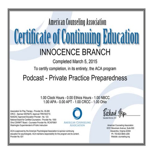 ACA Licensure Requirements for Professional Counselors 