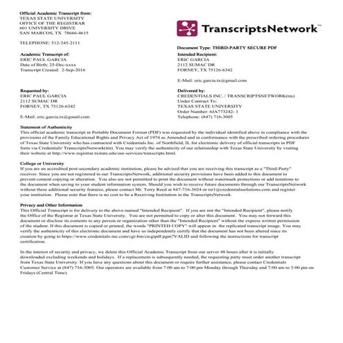 Texas State Transcript