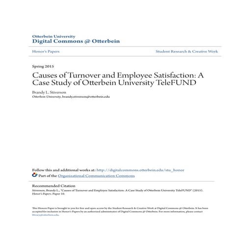 Causes of Turnover and Employee Satisfaction_ A Case Study of Otterbein Unive...