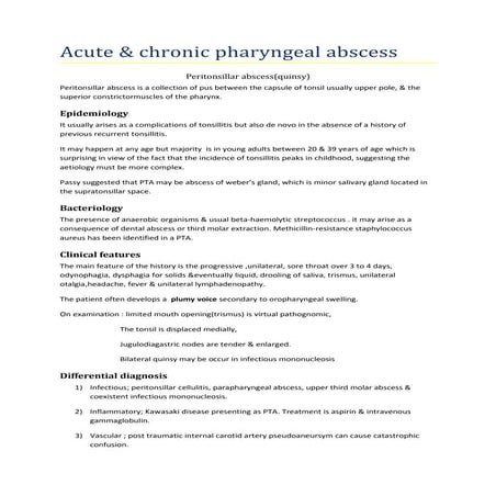 2)acute &chronic pharyngeal abscess