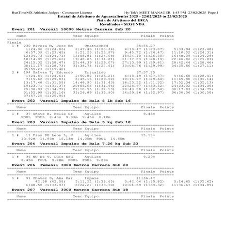 2a jornada Estatal  de atletismo en Ags 2025