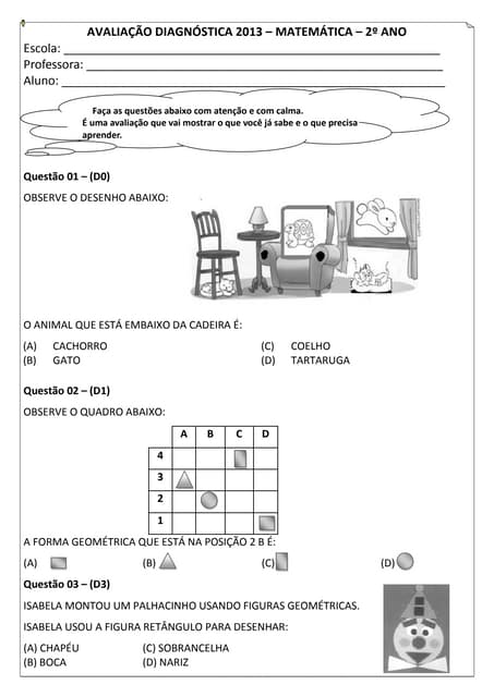 2º ano  avaliação diagnóstica matem...