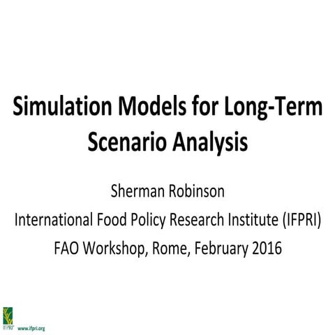 Simulation Models For Long Term Scenario Analysis Pptx