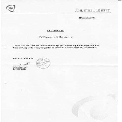 AML Steel Certificate.PDF