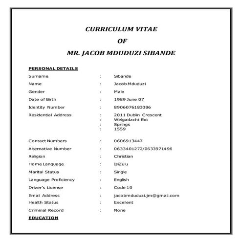 BEST CV WITH ID AND CETIFICATE | DOCX