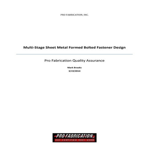 Multi-StageSheet Metal Fromed Bolted Fastener Design | PDF