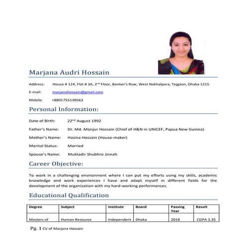 Format of standard CV | PDF