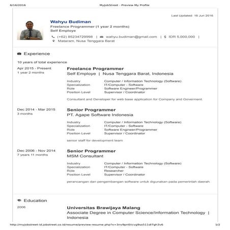 MyJobStreet - Preview My Profile | PDF
