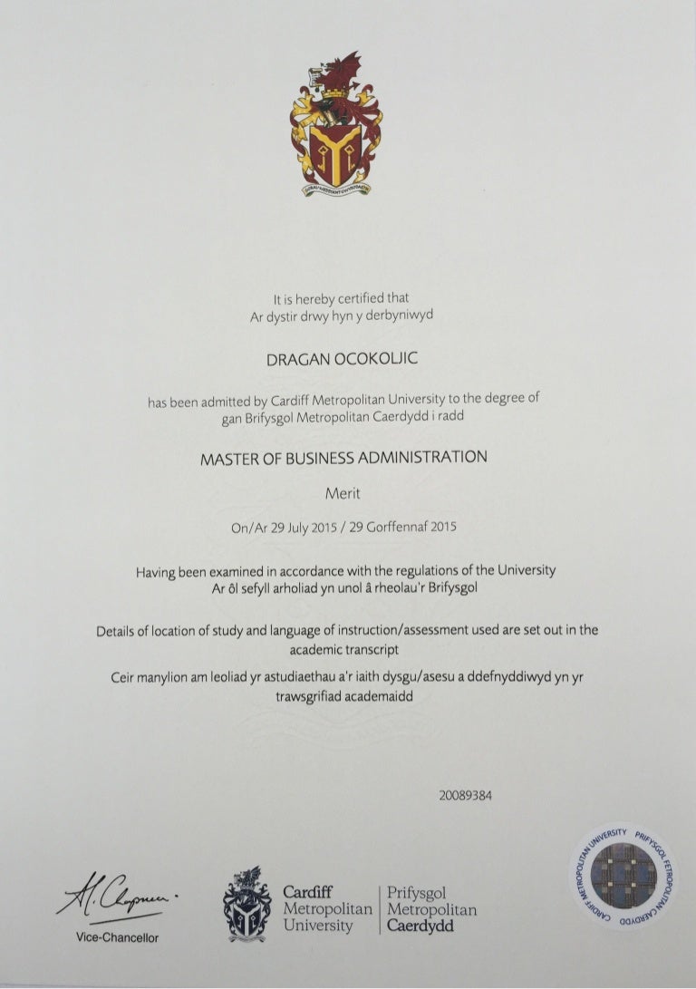 executive mba certificate cardiff metropolitan university powerpoint certificate