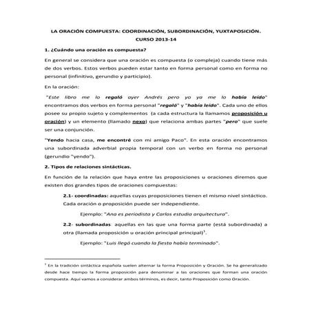 2º bach coordinadas y yuxtapuestas 2014