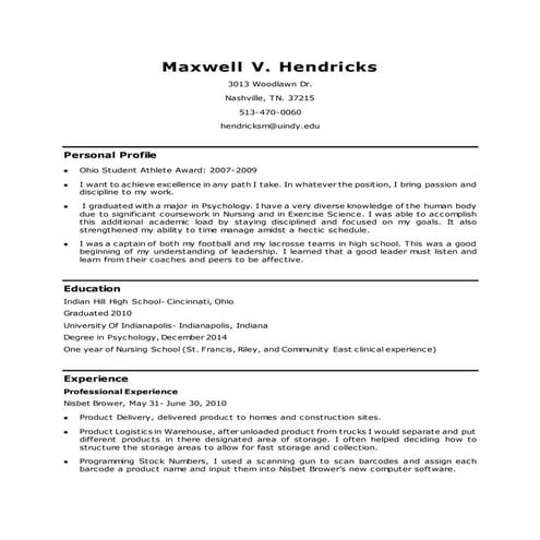 Maxwell V-2.5 Hendricks Resume(2014)