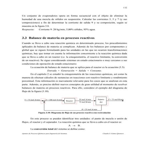 (2) balance de materia en procesos reactivos