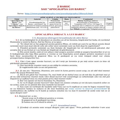 2 Baruc sau Apocalipsa lui Baruc | PDF