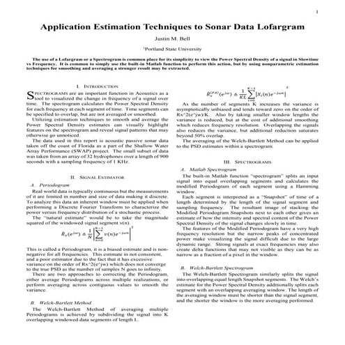 Application of Estimation Techniques to Sonar Lofargram