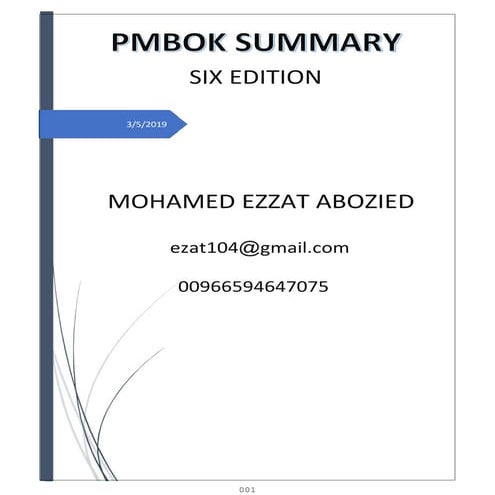 Pmbok summary six_edition