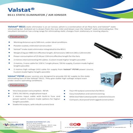 Valence Valstat BS11 Static Eliminator/Air Ioniser