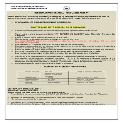 2º básico a   semana del 16 al 20   de mayo