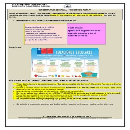 2º básico a   semana del 17 al  21