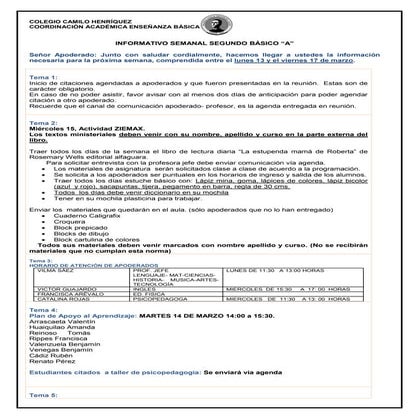 2º básico a semana 13 al 17 de marzo