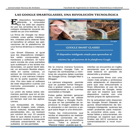 GOOGLE SMART GLASSES, UNA REVOLUCIÓN TECNOLÓGICA