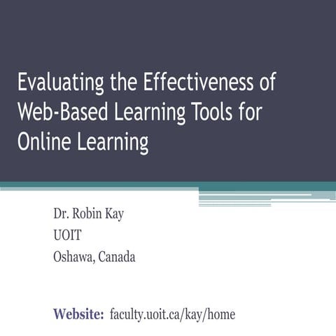 Evaluating Web-Based Learning Tools