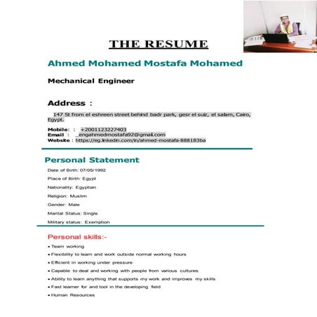 ahmed mostafa cv updates