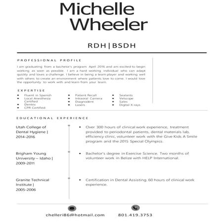 Michelle Wheeler RDH resume