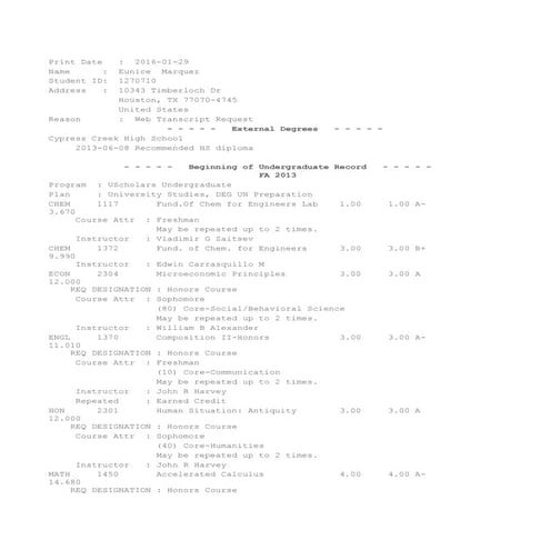 Unofficial Transcript | DOCX