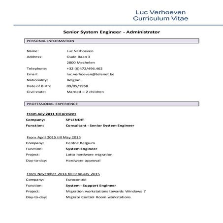 CV & skill matrix - English | DOCX