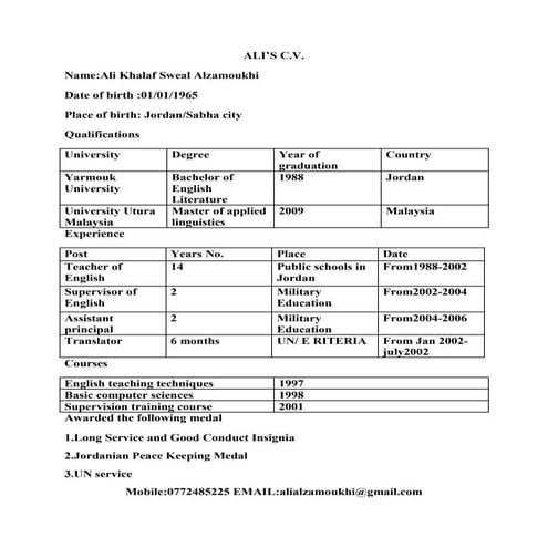 ALI CV 2 | PDF