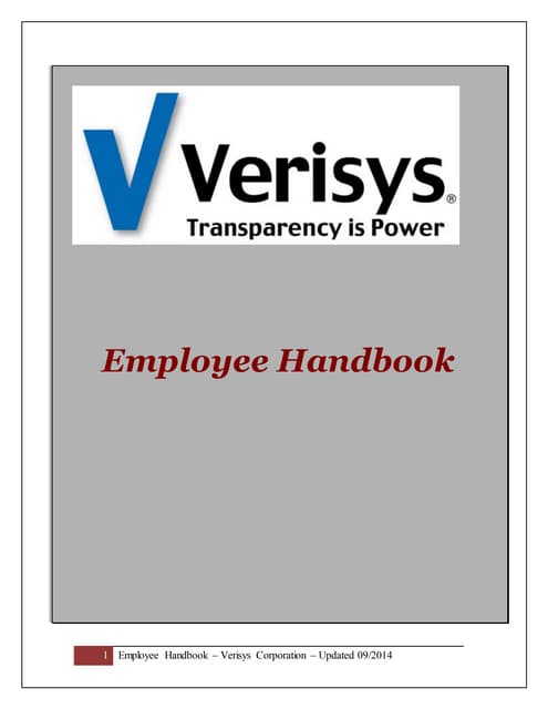 Employee Handbook September 2014 without Washington State - Revised