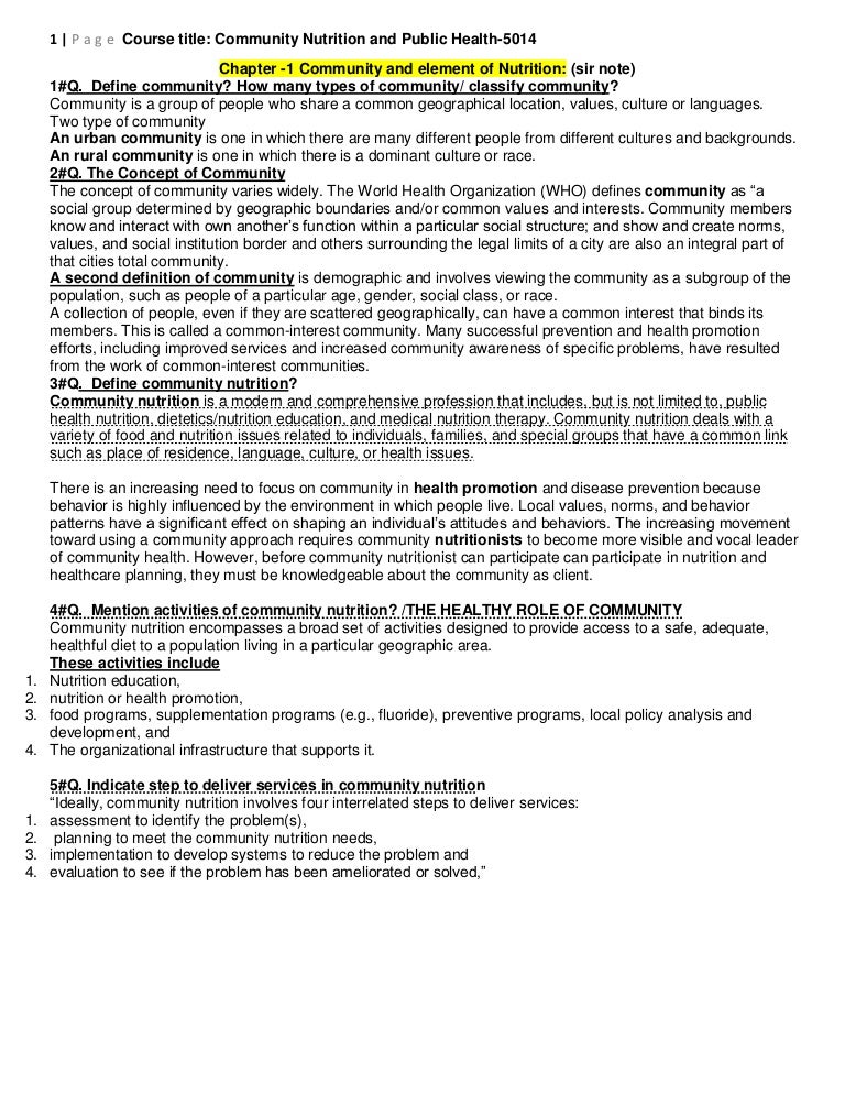 community nutrition public health qa final