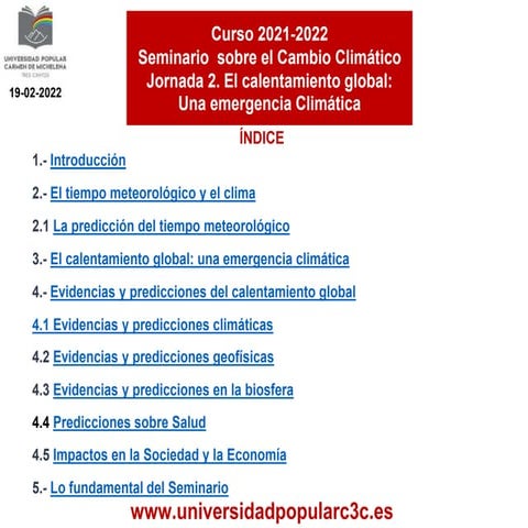 El Calentamiento Global, una Emergencia Climática. Seminario El Cambio ...