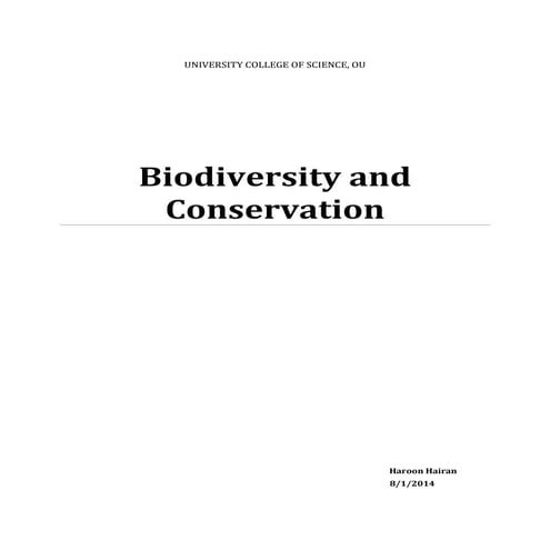 Biodiversity and conservation    