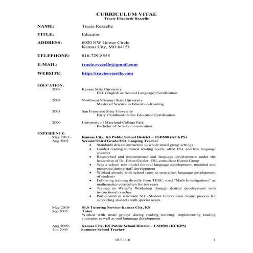 2015-6-7 -Tracie Rezzelle CV
