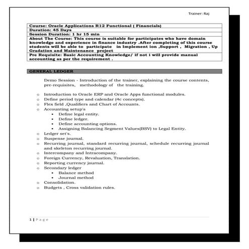 Oracle Apps R12 financials