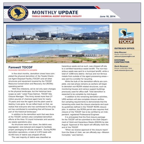 Tooele Army Depot Decommissioning