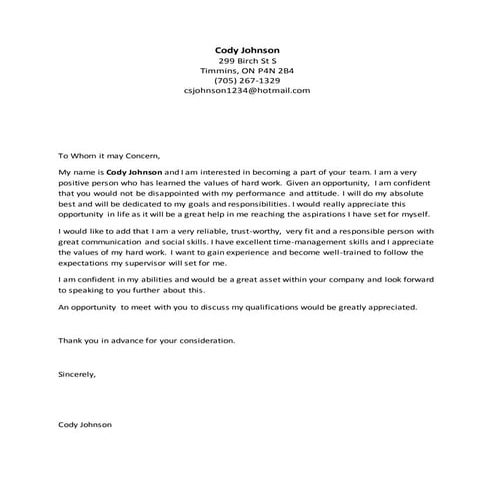 Cover letter | DOCX