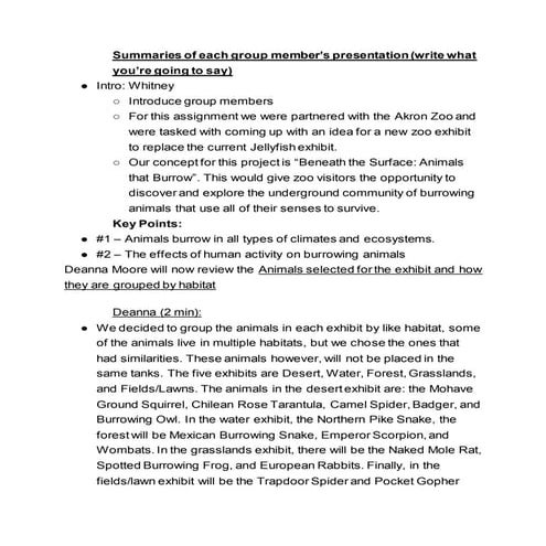 Zoo Presentation | DOCX