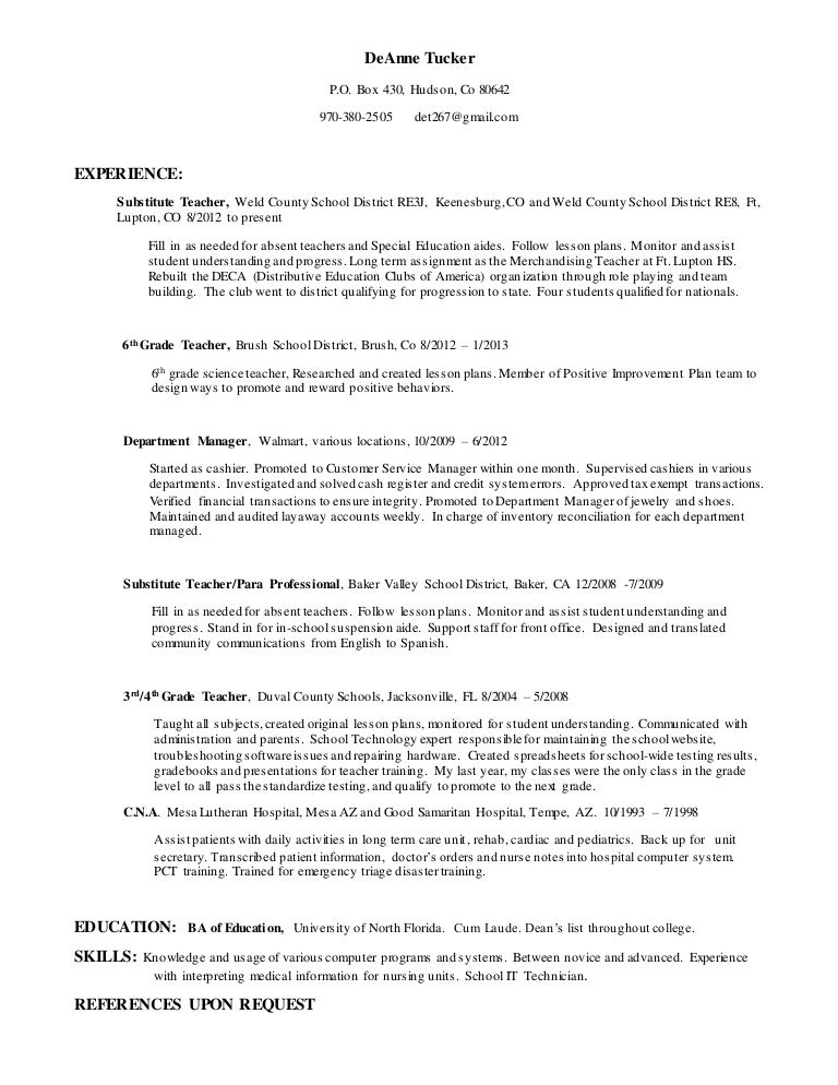 DeAnne Tucker Resume