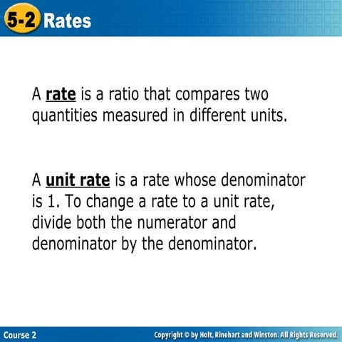 Rates and Unit Rate | PPTX