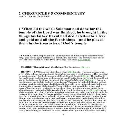 2 chronicles 5 commentary | PDF