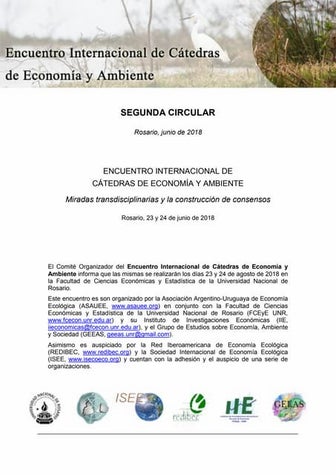 Segunda Circular - Encuentro de Cátedras de Economía y Ambiente