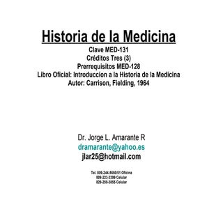 HISTORIA DE LA MEDICINA, Clase Fund...