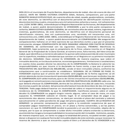 Compraventa de bien inmueble urbano con pacto de reserva de dominio