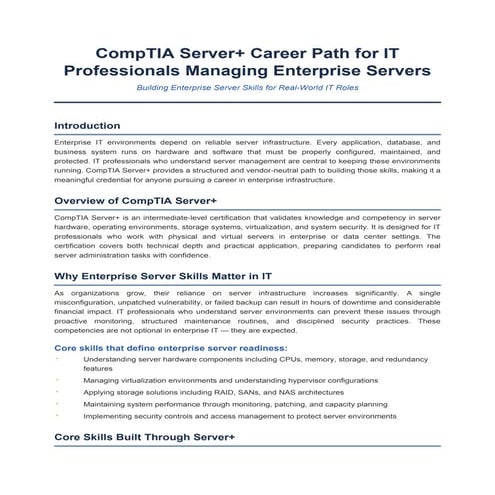 CompTIA Server+ Certification: Building Strong Server Administration ...