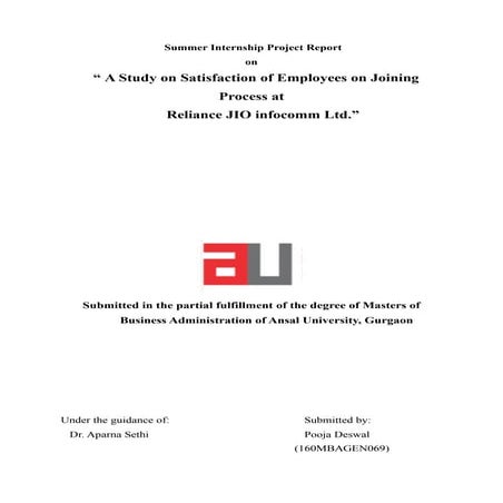 Project report on employees satisfaction