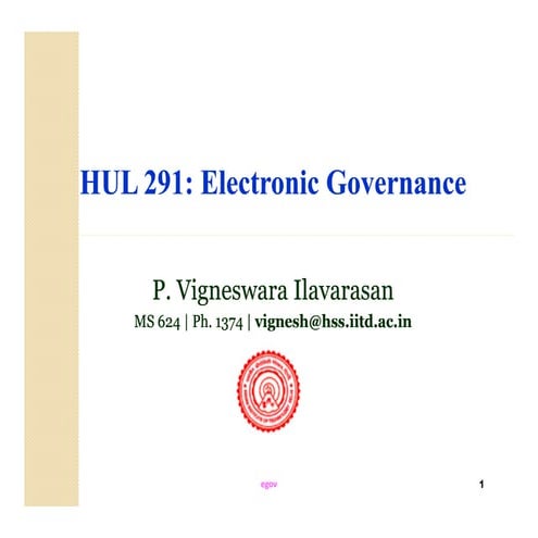 Introduction to HUL291 Course E-Governance IITD